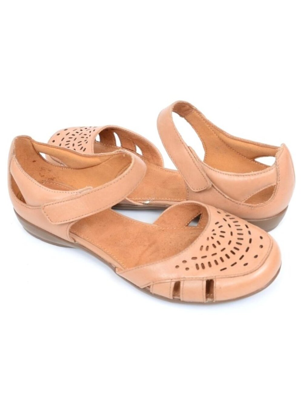 Naturalizer N5 Comfort Gail Women's 7 WIDE Leather Hook & Loop Mary Jane Flats